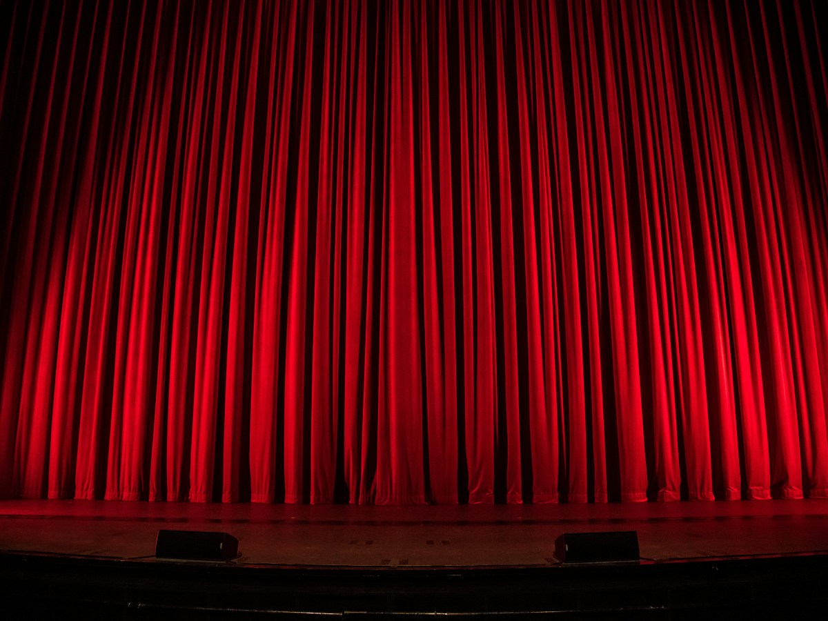 A red stage curtain.
