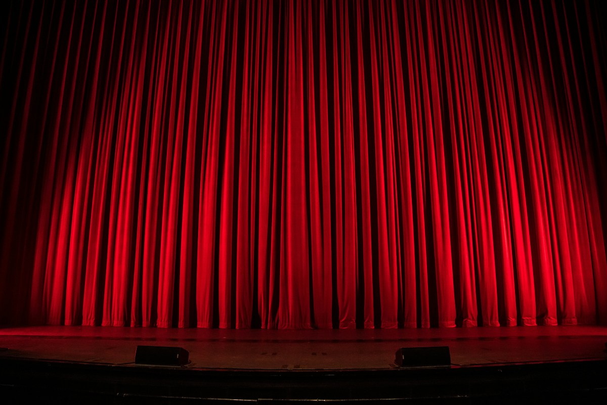 A red stage curtain.